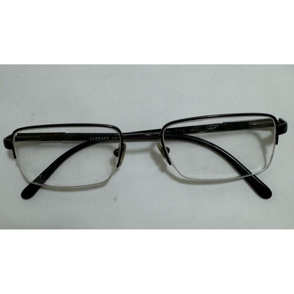 Versace Silver Black Rectangular Half Rim Eyeglasses Frame MOD 1106 50 18 135 - Picture 1 of 5